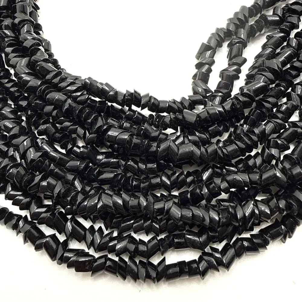Vintage Black Multi Strand Glass Chip Bead Choker Necklace Runway Statement 18